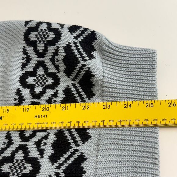 Handmade Knit Light Blue Black Cardigan Sweater M/L - Picture 8 of 9